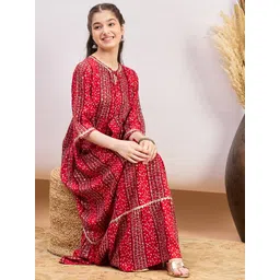 Stylo Bug Girls Print Tie-Up Neck Maxi Dress-picture-12