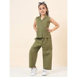 Stylo Bug Girls Sleeveless Pure Cotton Top With Trousers-image-36