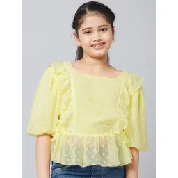 Stylo Bug Girls Square Neck Ruffles Chiffon Peplum Top-picture-37