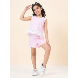 Stylo Bug Girls Striped Pure Cotton Top With Shorts-image-29