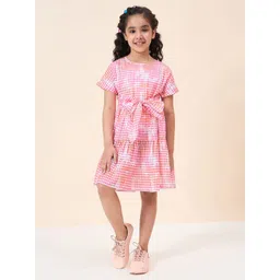 Stylo Bug Girls Tie and Dye Printed Flutter Sleeve Fit & Flare Dress-picture-15