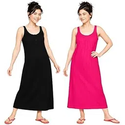 stylo jewelry Cotton Long Slip for Women Long Camisole for Women XXL Long Slips for Nighties Inner Long Slips Black Pink-picture-40
