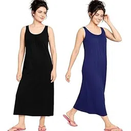 stylo jewelry Nighty Slip Long Long Camisole for Women Combo Long Slips for Women for Dresses Black Navy-picture-10