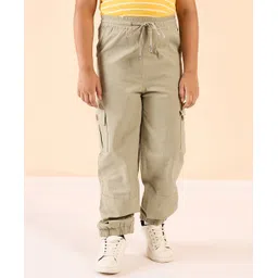 Stylo Bug Cotton Solid Cargo Pants - Beige-image-0