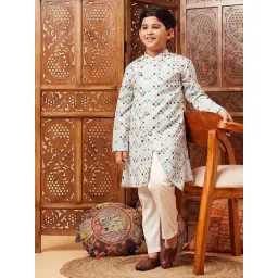 StyloBug Boys Blue All over print Kurta Set-picture-17
