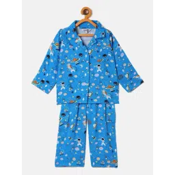 StyloBug Boys Blue Printed Night Suit-picture-22