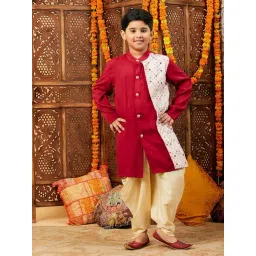 StyloBug Boys Maroon Printed Kurta Set-picture-13