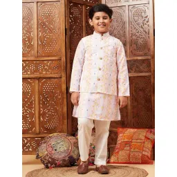 StyloBug Boys Multi Embroidery Kurta Set with Jacket image 5