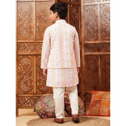 StyloBug Boys Multi Embroidery Kurta Set with Jacket image 4