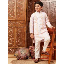 StyloBug Boys Multi Embroidery Kurta Set with Jacket image 1