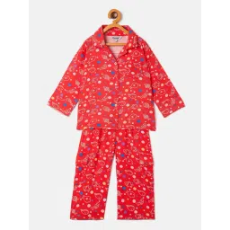 StyloBug Boys Red Printed Night Suit-picture-11