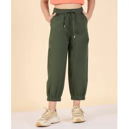 StyloBug Cotton Woven Solid Cargo Pants - Green-image-9
