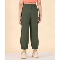 StyloBug Cotton Woven Solid Cargo Pants - Green image 3