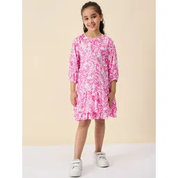 StyloBug Floral Print Puff Sleeve A-Line Dress-picture-26