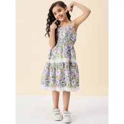 StyloBug Girls Floral Printed Fit & Flare Midi Dress-picture-48
