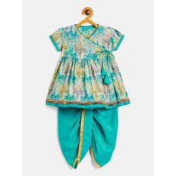 StyloBug Girls Green Printed Kurti Set-picture-16