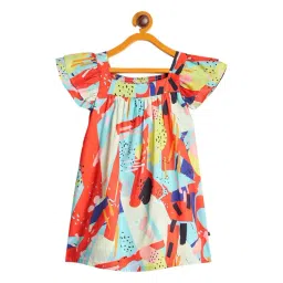 StyloBug Girls Multicolor Geometric Print Cotton Regular Fit Dress-picture-31