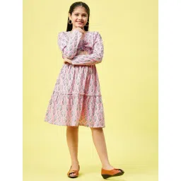 StyloBug Girls Pink Cotton Printed Dress-picture-38