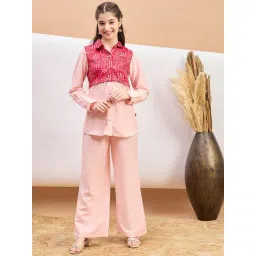 StyloBug Girls Pink Cotton Printed Kurti Set-picture-19