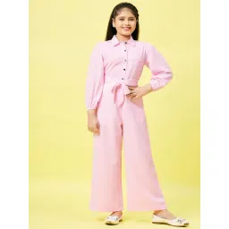 StyloBug Girls Pink Solid Jumpsuit-picture-36