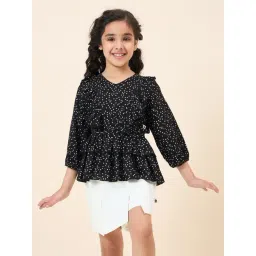 StyloBug Kids Black Printed Regular Casual Tops & Tees-picture-22