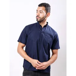 Stylox Men Solid Band Collar Cotton Casual Shirt-picture-33
