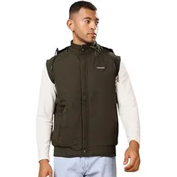 stylox Windcheater Jackets for Men Solid Windcheater Jacket Half Sleeve Stand collar Dark Olive Winter wear Polyester fabric ideal for comfort and style-picture-10