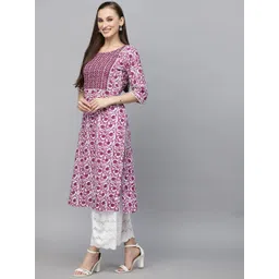 Stylum Geometric Printed Round Neck Pure Cotton Straight Kurta image 2