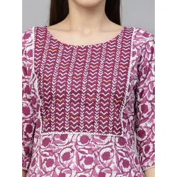 Stylum Geometric Printed Round Neck Pure Cotton Straight Kurta image 4