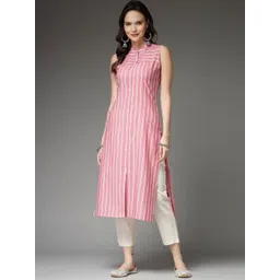 Stylum Striped Mandarin Collar Straight Kurta-picture-10