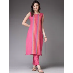 Stylum Striped Sleeveless Kurta With Trousers-picture-29