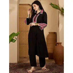 Stylum Women Ethnic Motifs Embroidered Regular Thread Work Kurta with Trousers-picture-31