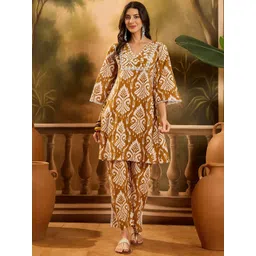 Stylum Women Ethnic Motifs Printed Cotton Kurta with Trousers-picture-23