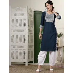 Stylum Women Ethnic Motifs Printed Thread Work Lace Frills Bows and Ruffles Kurta-picture-27