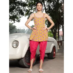 Stylum Women Floral Printed Cotton A-Line Kurta with Dhoti Pant-picture-21