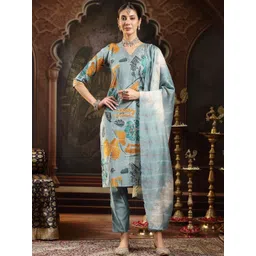Stylum Women Floral Printed Kurta with Trousers & Dupatta-picture-10