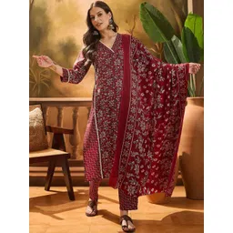 Stylum Women Floral Printed Regular Kurta with Trousers & With Dupatta-image-20