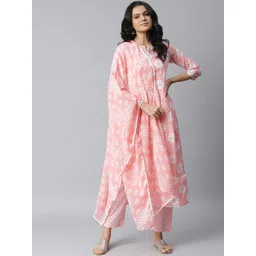 Stylum Women Pink Ethnic Motifs Printed Pure Cotton Kurta with Trousers & Dupatta-picture-19