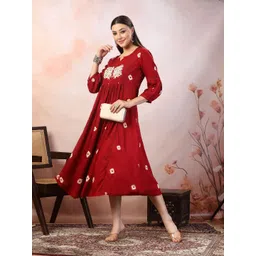 Stylum Women's Floral Print Puff Sleeve Fit & Flare Dress-picture-10