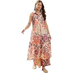 stylum Women's Floral Printed Cotton Blend Kurta Palazzo Set-picture-20