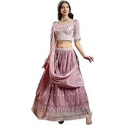 stylum Women's Lavender Embroidered Chinon Lehenga Choli With Dupatta-picture-50