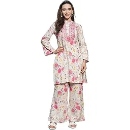 Women's Floral Printed & Embroidered Rayon Straight Kurta Palazzo Set (KPMULTIKAYALI_Multi)-image-49