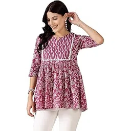 stylum Women's Floral Printed Cotton Peplum Top image 1