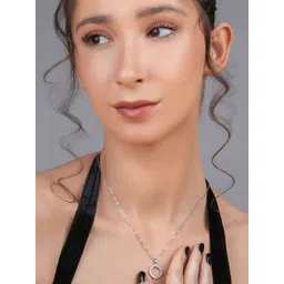 STYOLLO American Diamond Studded Circular Shaped Pendant With Chain-picture-41