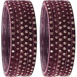 styollo By LAVAZZA Fancy Stylish Velvet Glass Bangles Set With Golden Zircon Gemstone | Traditional Crystal Bangles Glass | Fancy Kanch Ki Chudiyan Stylish | Wedding, Daily, Party- Set Of 12-picture-52