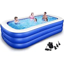 Styxon/Swimming Pool 10-Feet 3 Stripped Printed Inflatable Rectangle Bath Tub and Swimming Pool for Adults Kids Spa with Free Pump 120x 72"x24" Inch.-picture-11