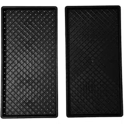 SUBAMAGROS Microgreen Growing Tray Black -1Set of 1with &1 Without Holes (2 Trays), Hydroponic Trays, Seedling Trays, Seeds Germination Tray Set.-image-0