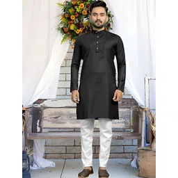 Subhasaree Men Keyhole Neck Flared Sleeves Thread Work Kurta-picture-14