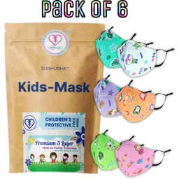 SUPER SAFETY 3 Layer cartoon print kids mask with Adjustable Ear loops Pack Of 6 SBS-3PLY-Kids Cartoon Print New-6-PCS-Combo-1 Reusable, Washable Cloth Mask-image-41