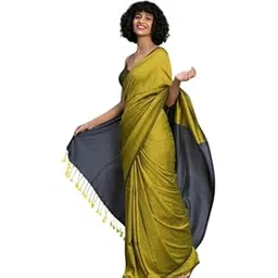 subimouiq Women’s Bengal Handloom solid Khadi Cotton Saree – HandwovenSolid Saree with contrast pallu | Soft Lightweight Elegant Wear Saree with running Blouse-picture-17